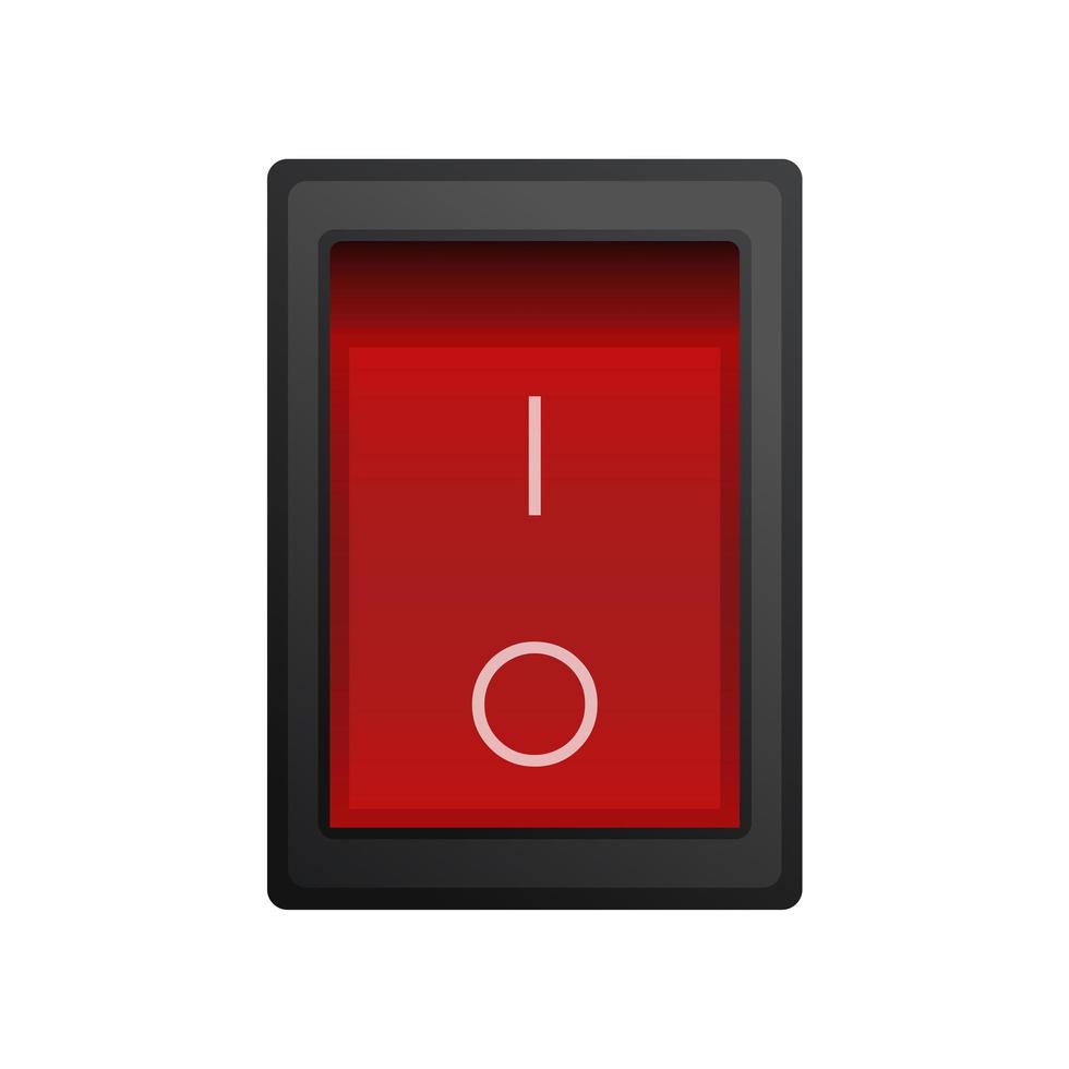 pulsante di accensione e spegnimento quadrato rosso. isolato. vettore. vettore