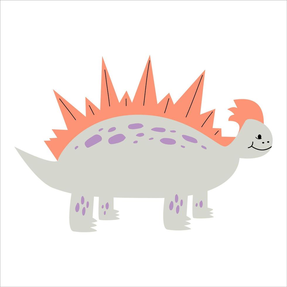 dinosauro isolato su sfondo bianco. lucertola estinta predatore in stile piatto per bambini o tessuti per bambini. illustrazione vettoriale. vettore