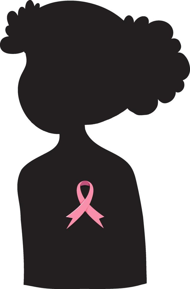 silhouette di donna con nastro rosa vettore