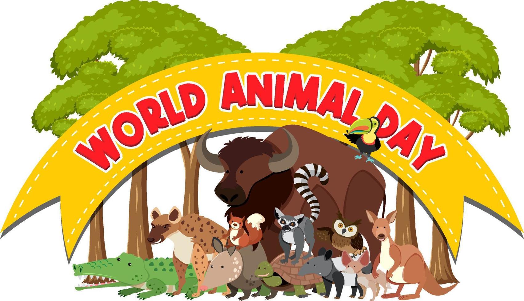 logo della giornata mondiale degli animali con animali africani vettore