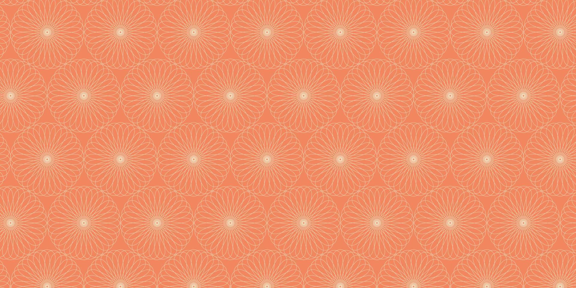 linee circolari con motivo floreale su sfondo arancione vettore