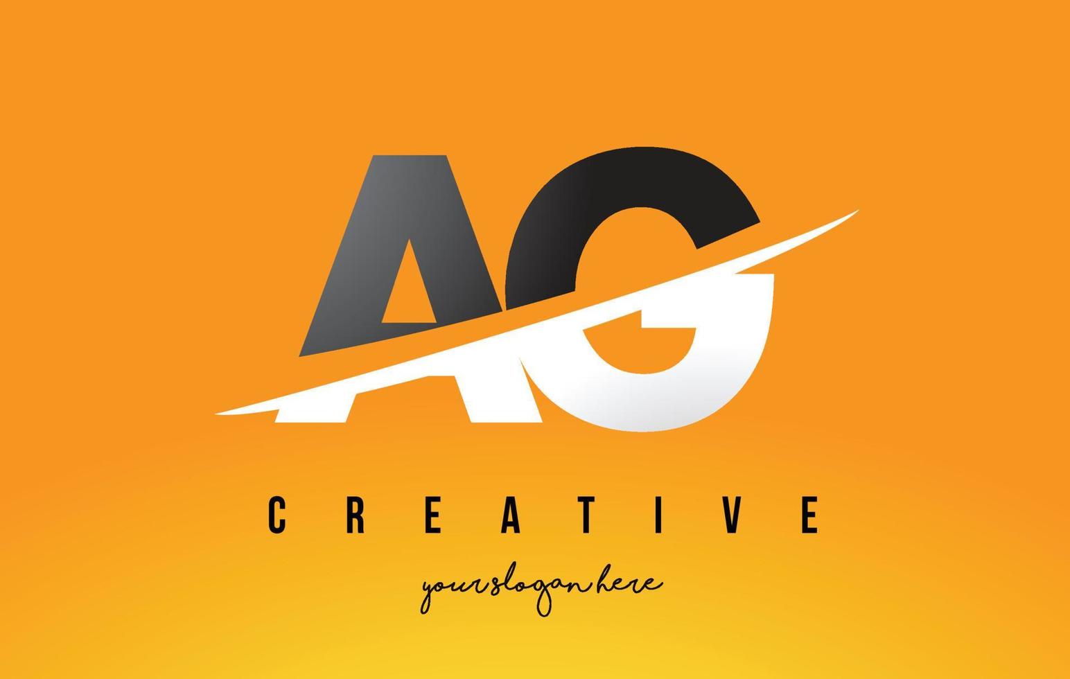 ag ag letter logo moderno design con sfondo giallo e swoosh. vettore