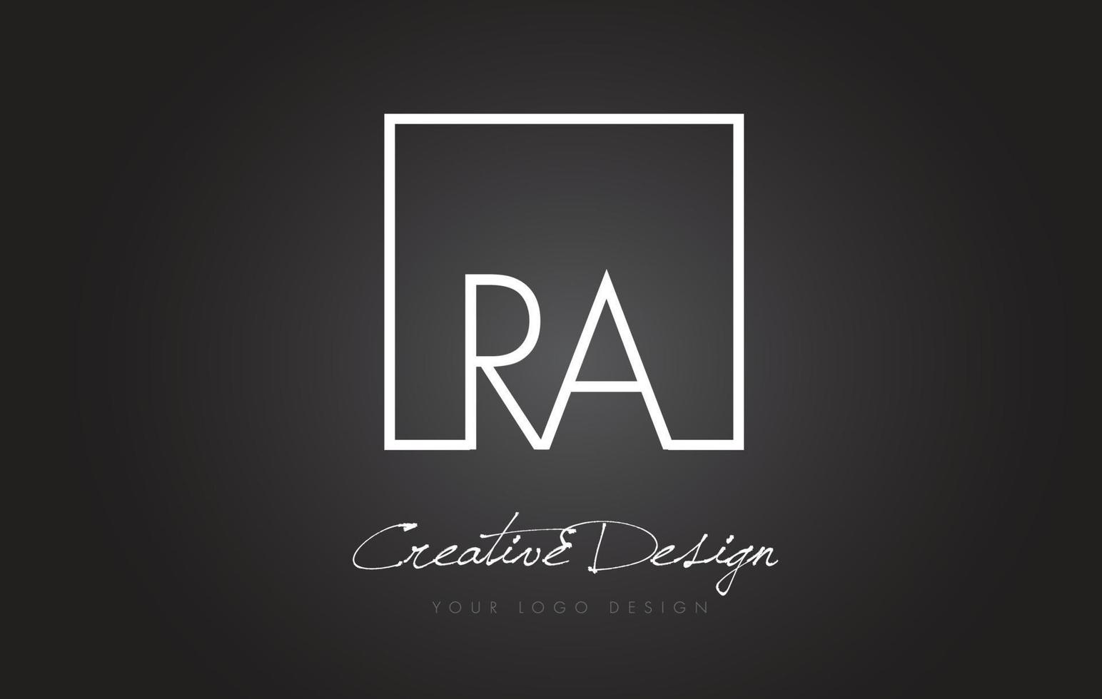 ra design del logo della lettera cornice quadrata con colori bianco e nero. vettore