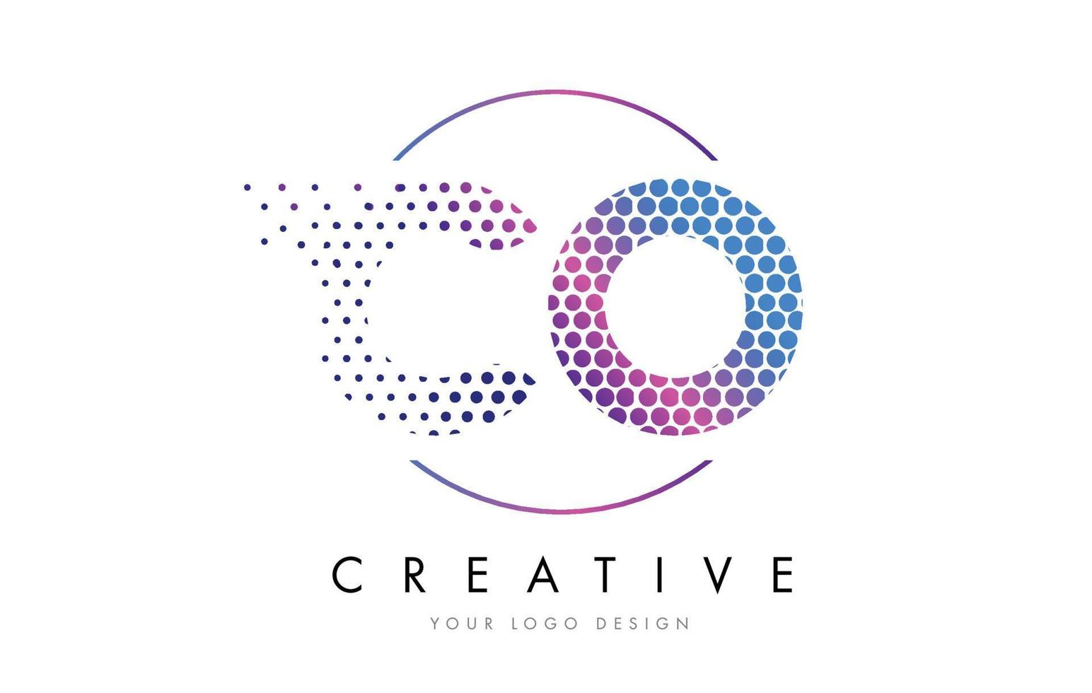 co co rosa magenta punteggiato bolla lettera logo design vector