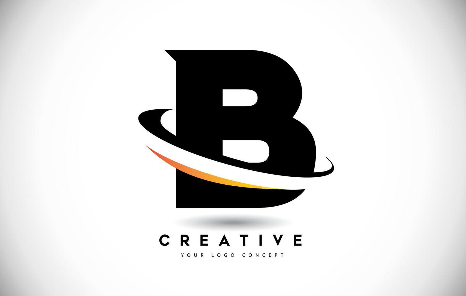 lettera b logo swoosh con vettore icona swoosh curvo creativo.