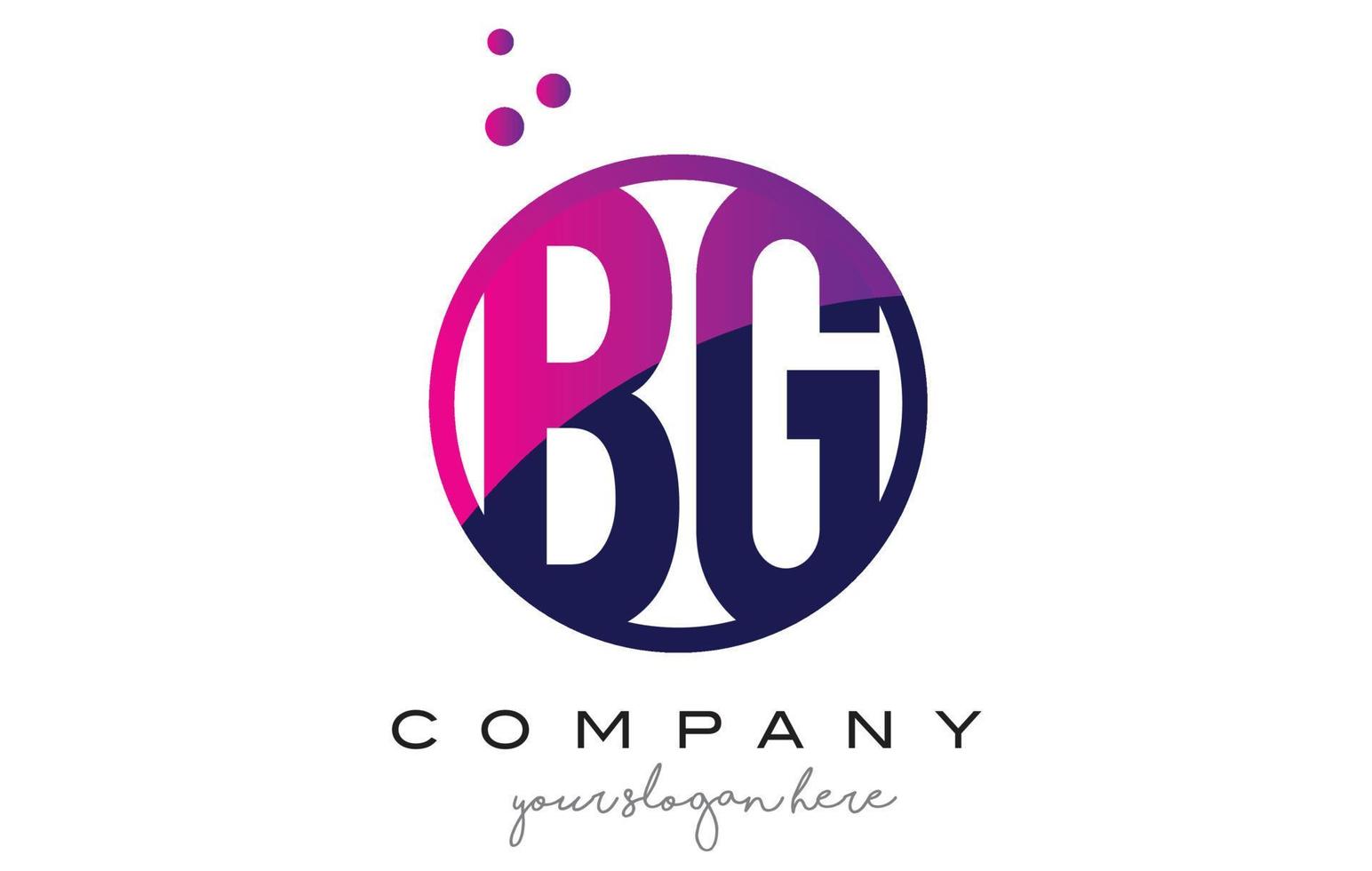 bg bg cerchio lettera logo design con bolle di punti viola vettore