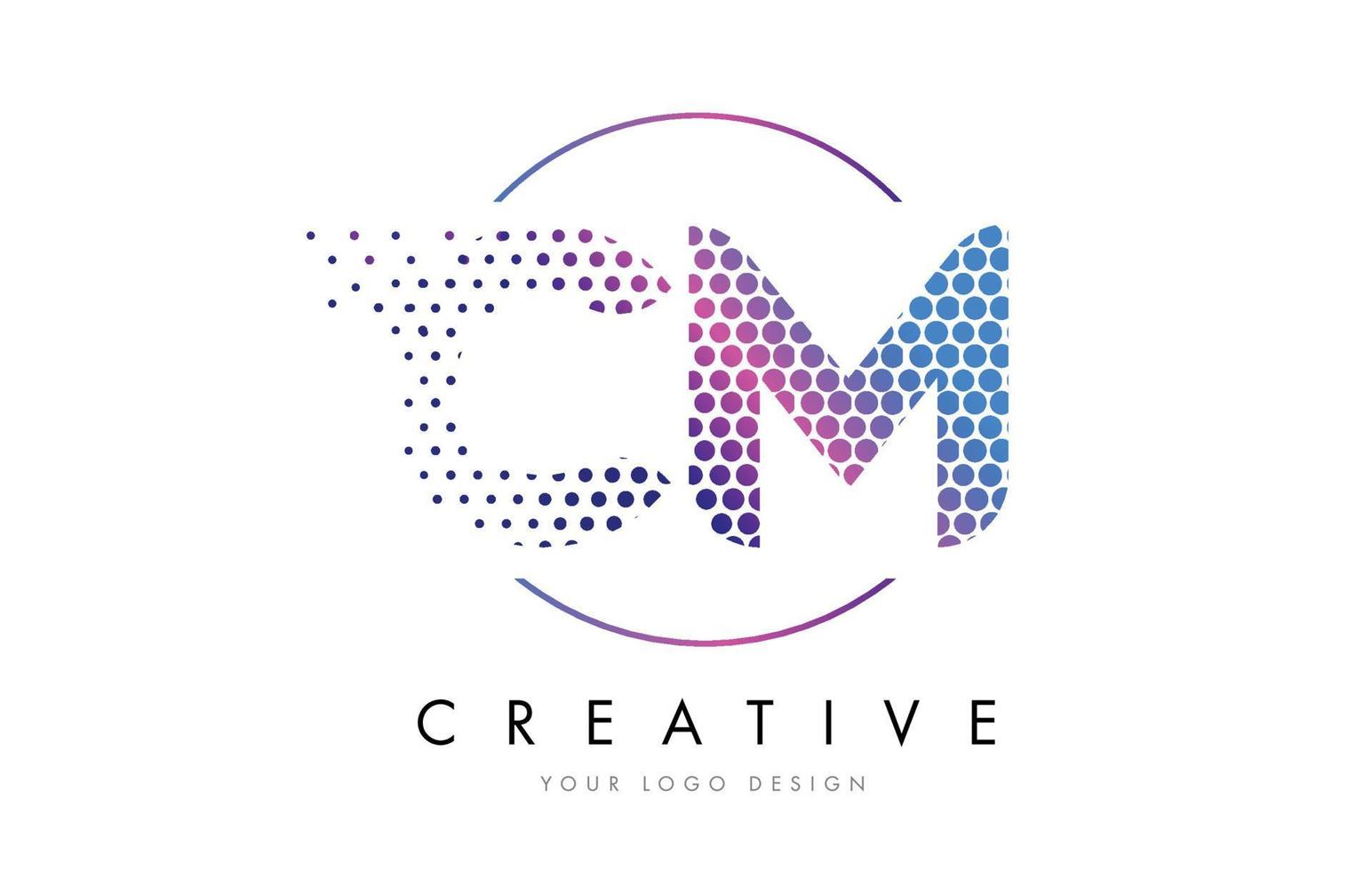 cm cm rosa magenta punteggiato bolla lettera logo design vector