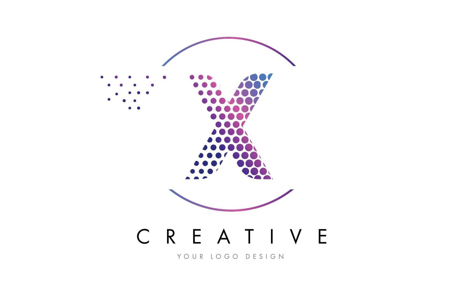 x rosa magenta punteggiato bolla lettera logo design vector