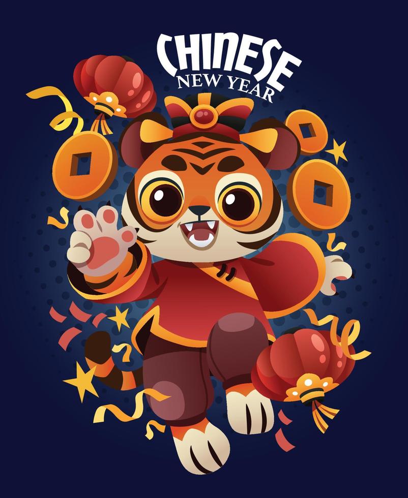 una tigre festeggia il capodanno cinese vettore