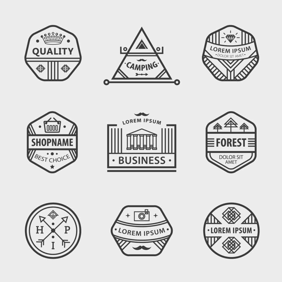 raccolta vettoriale di etichette vintage hipster monocromatiche, logo, badge per il tuo business.