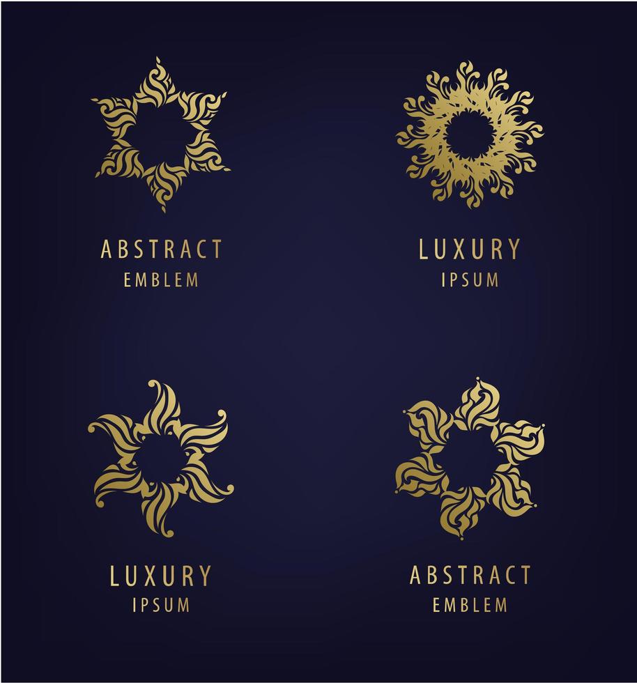set vettoriale di modelli di design del logo moderno astratto in colori dorati, motivi arabi. lusso, concetti di gioielleria per servizi e prodotti esclusivi, industria della bellezza e spa