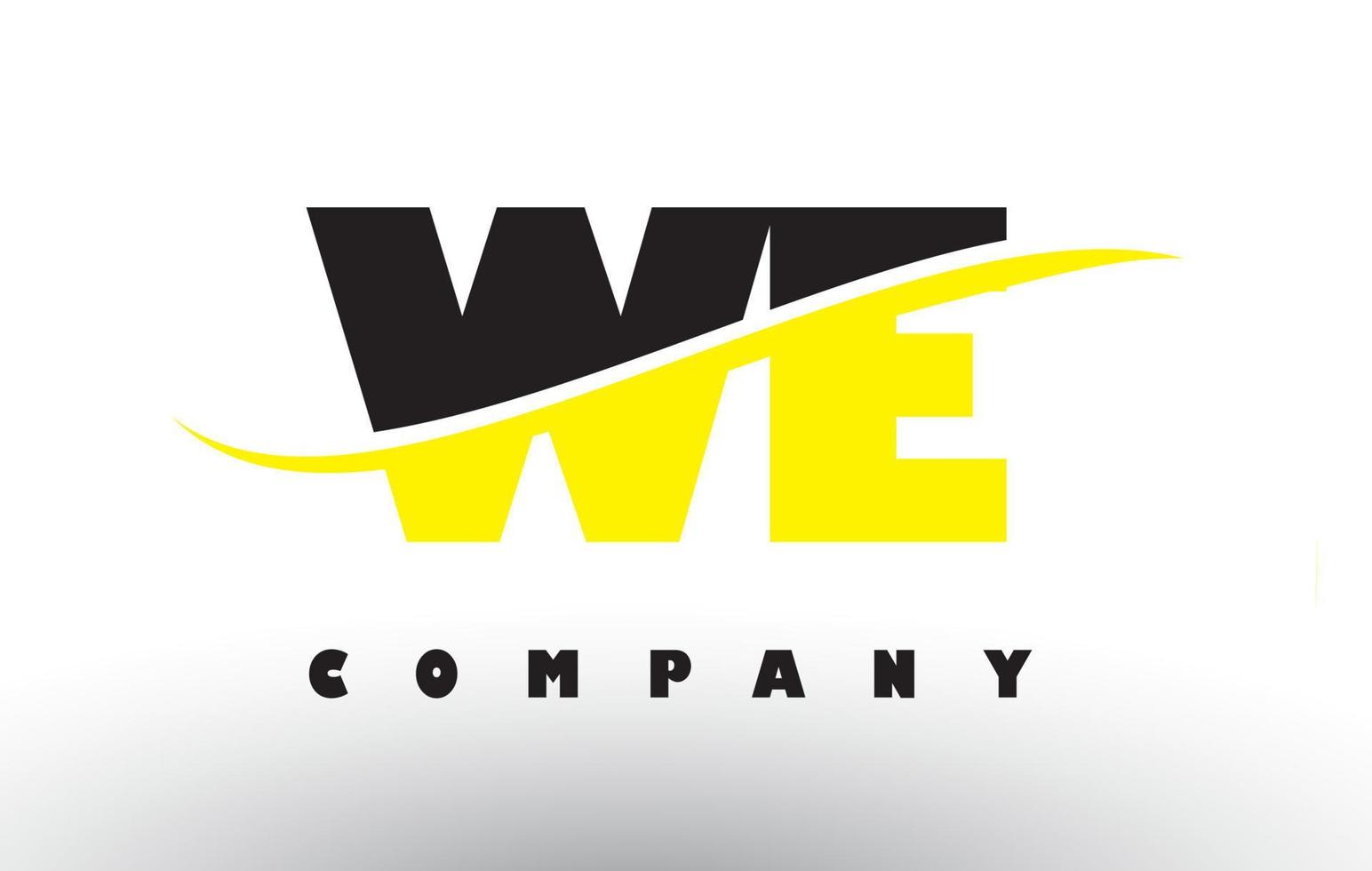 we we logo lettera nero e giallo con swoosh. vettore