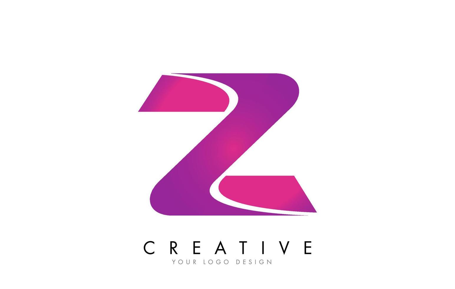 design del logo della lettera z con effetto nastro e sfumatura rosa brillante. vettore