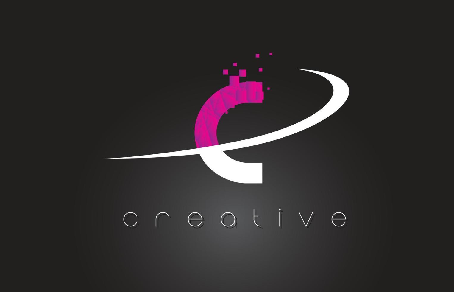 c design di lettere creative con colori rosa bianchi vettore