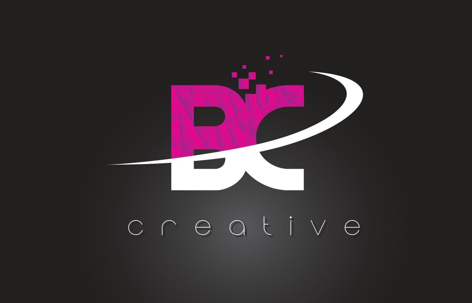 bc bc design di lettere creative con colori rosa bianchi vettore