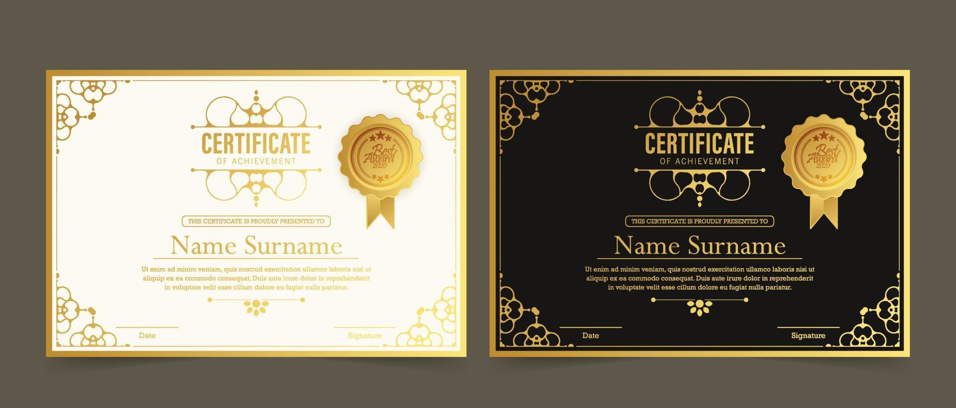 certificato di conseguimento miglior premio diploma design vettore