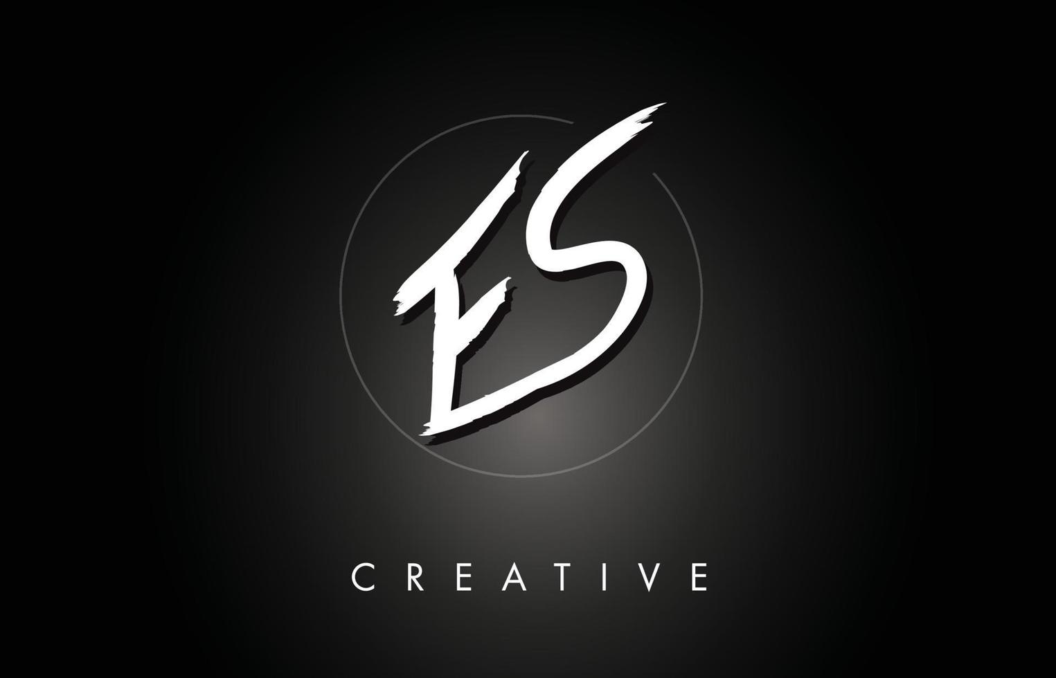 es es design del logo con lettere spazzolate con texture creative a pennello e forma esagonale vettore