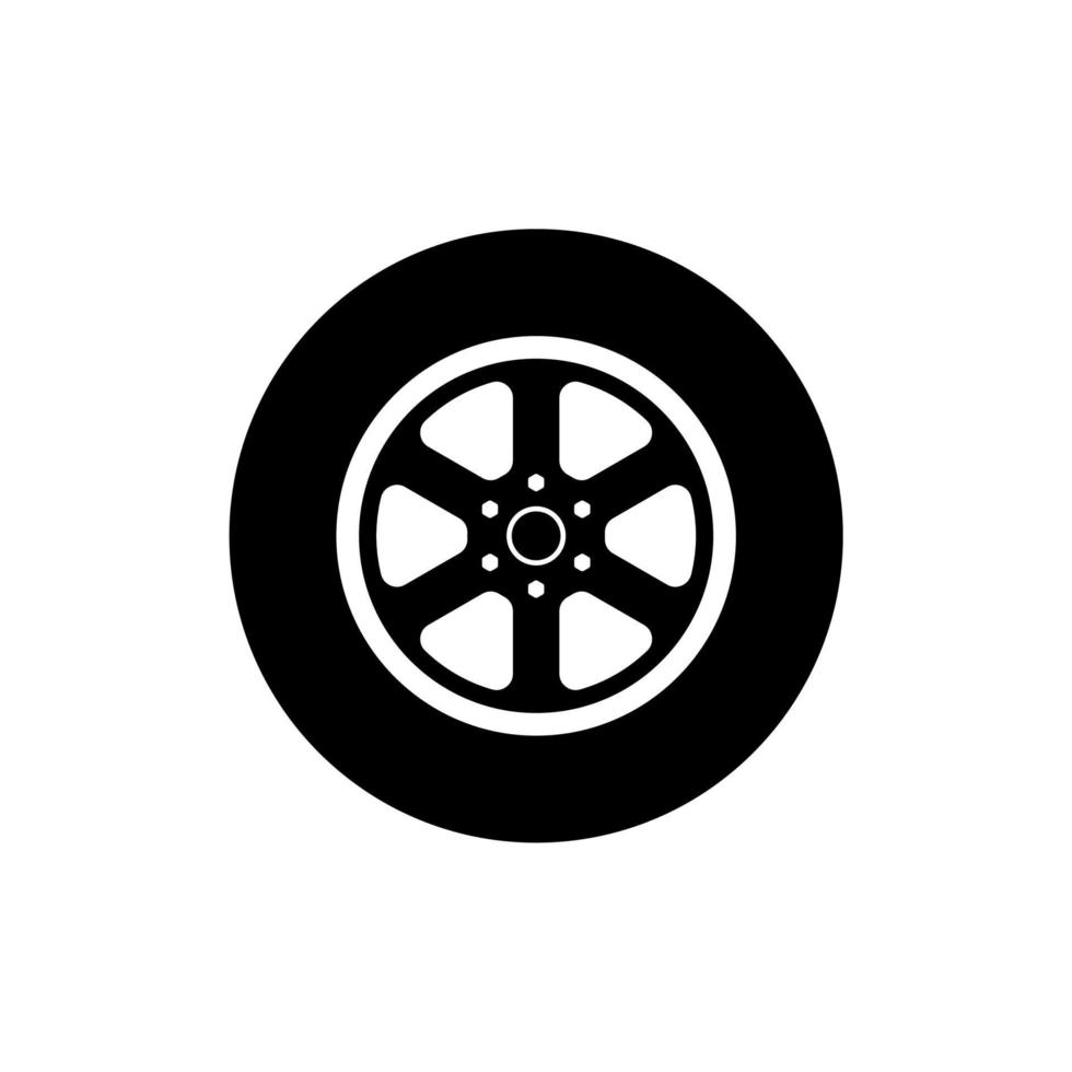 semplice icona della ruota dell'auto su sfondo bianco vettore
