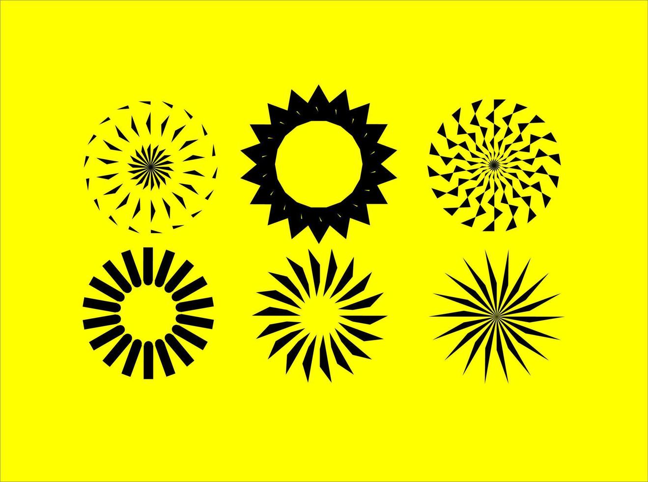 forme vettoriali cerchio del sole in bianco e nero