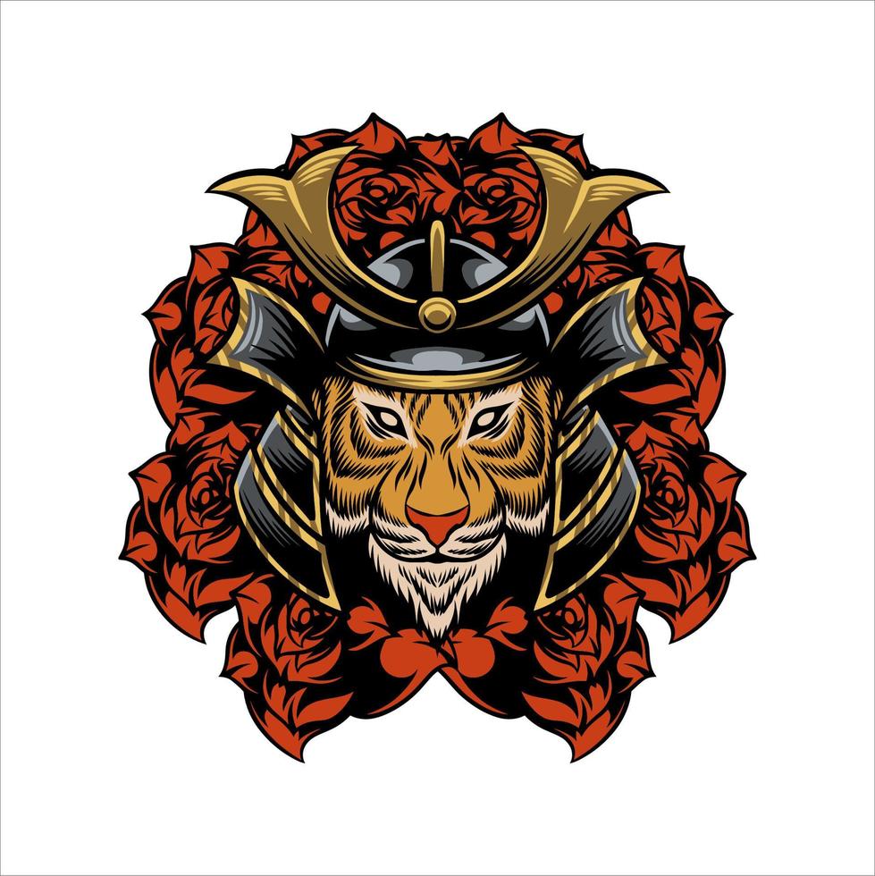 maschera da samurai giapponese tigre gatto animale disegno vettoriale