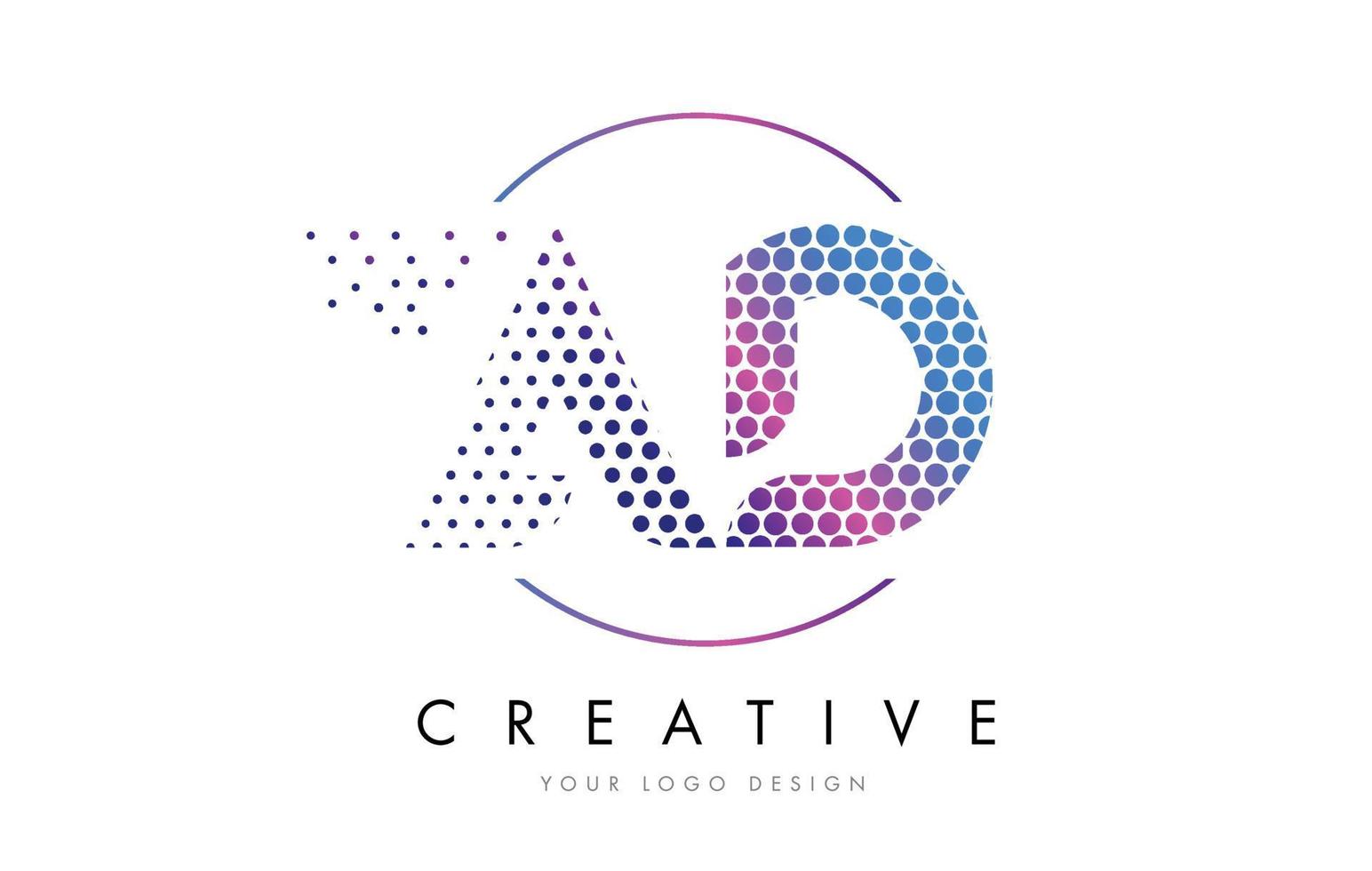 annuncio pubblicitario rosa magenta punteggiato bolla lettera logo design vector