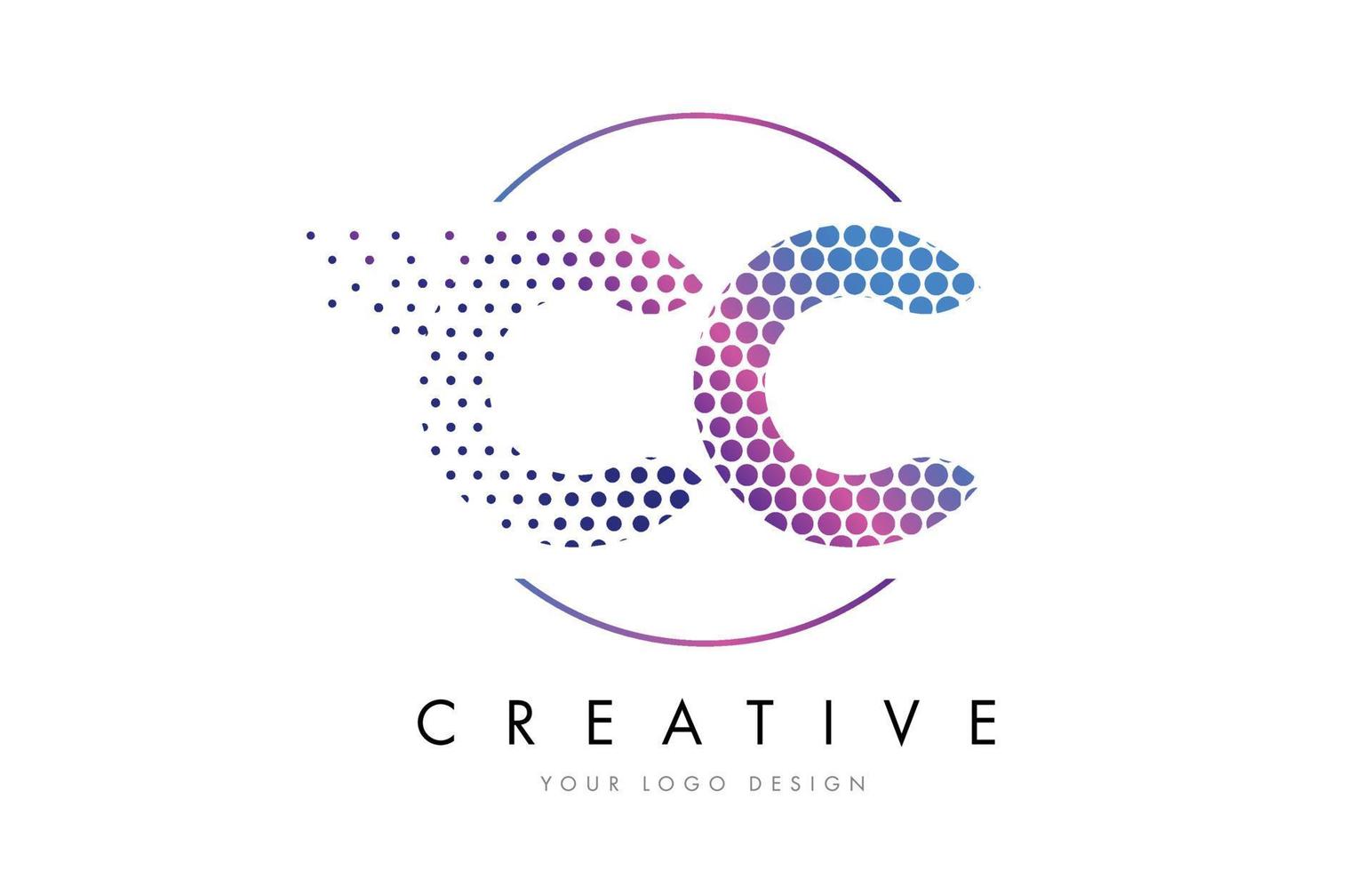 cc cc rosa magenta punteggiato bolla lettera logo design vector