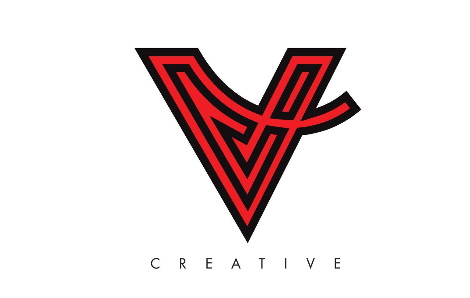 logo del design della lettera v. logo icona lettera v con swoosh moderno vettore