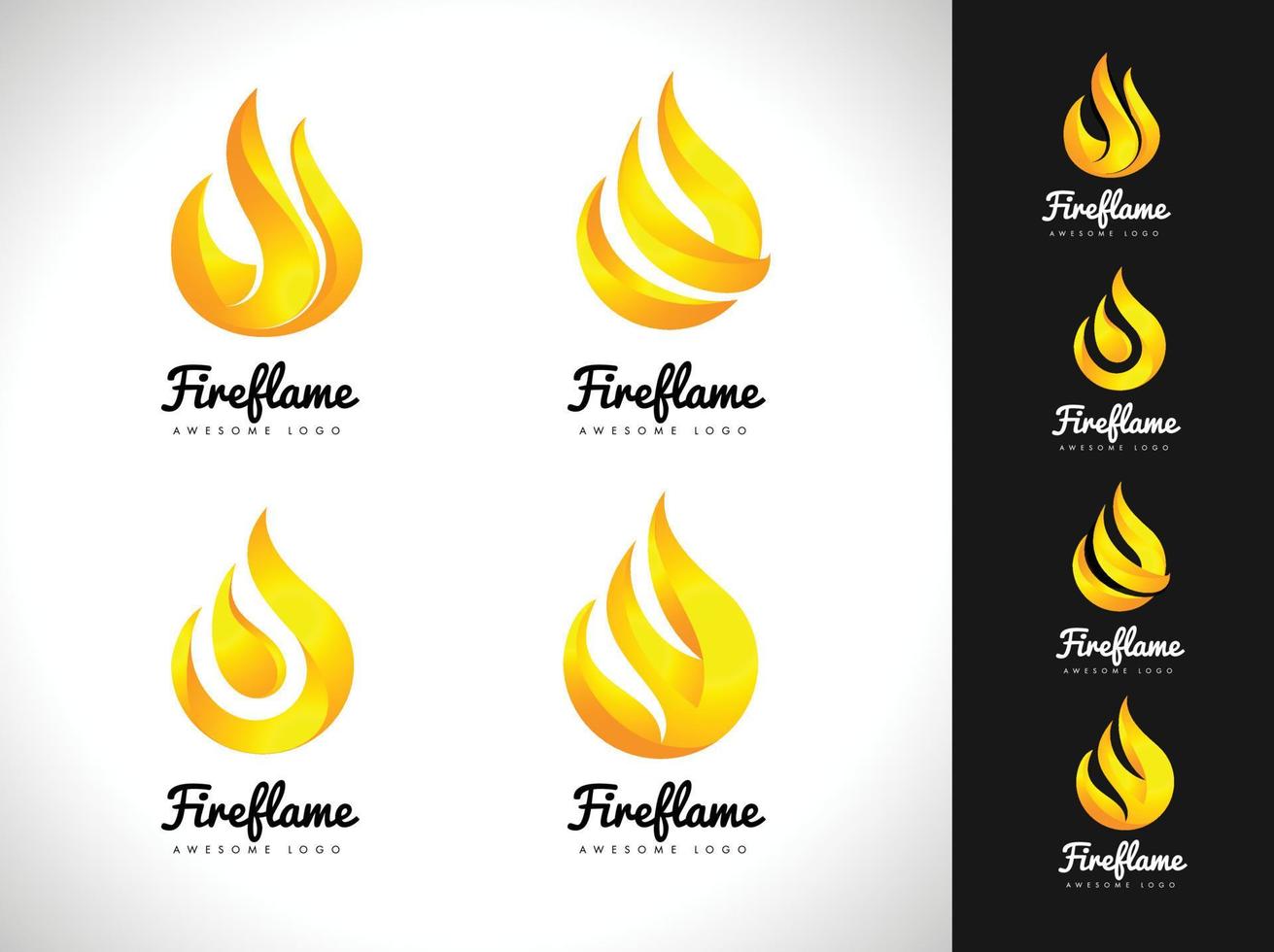 logo della fiamma del fuoco. concetto di marchio di fuoco 3D. icona di fiamma vettore