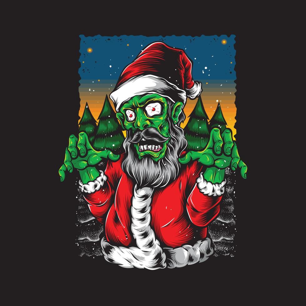 personaggio vettoriale di Babbo Natale zombie spaventoso