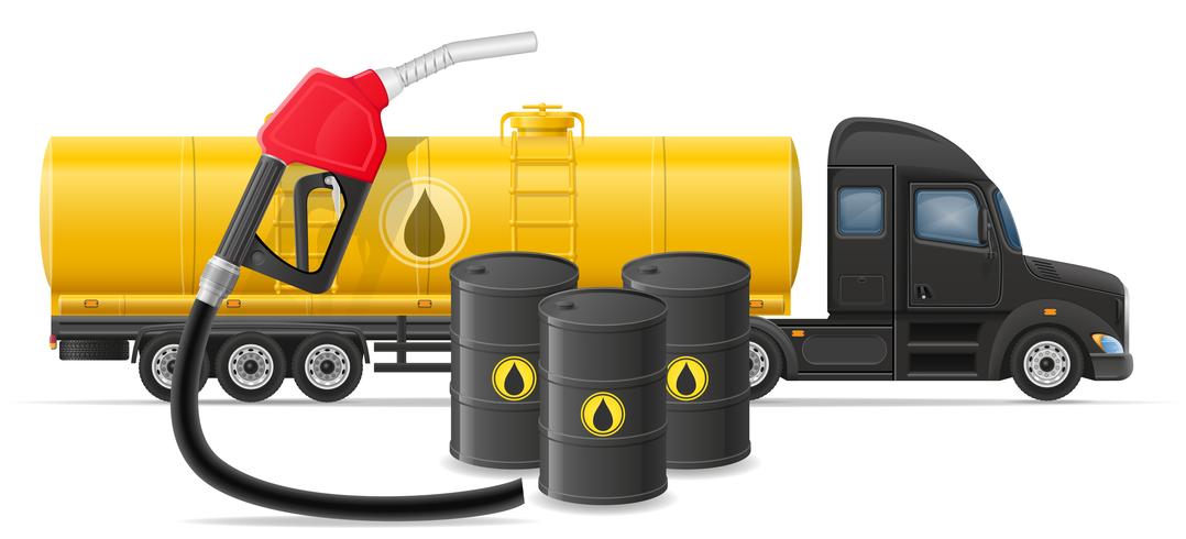 consegna del rimorchio dei semi del camion e trasporto di combustibile per l&#39;illustrazione di vettore di concetto di trasporto