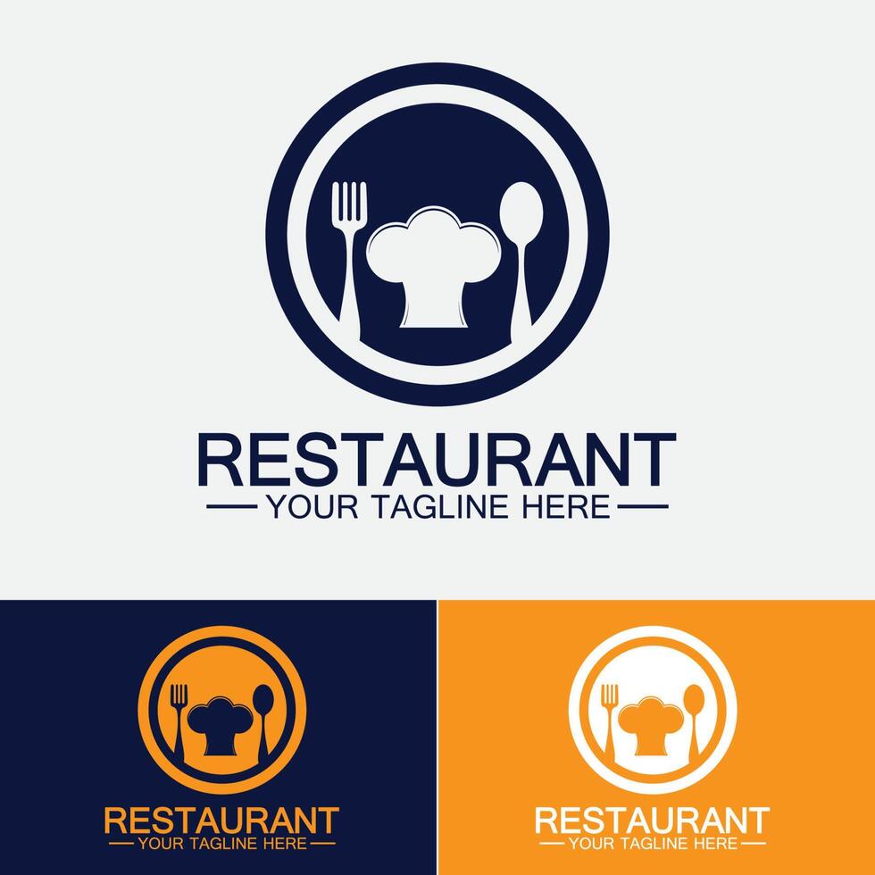 logo del ristorante con icona di cucchiaio e forchetta, concetto di bevanda di cibo di design di menu per ristorante caffetteria vettore