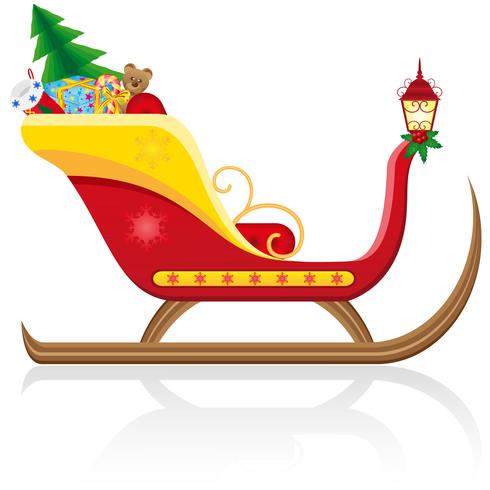 la slitta di natale del Babbo Natale con l&#39;illustrazione di vettore dei regali