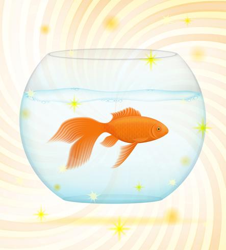 pesce d&#39;oro in un&#39;illustrazione vettoriale di acquario trasparente