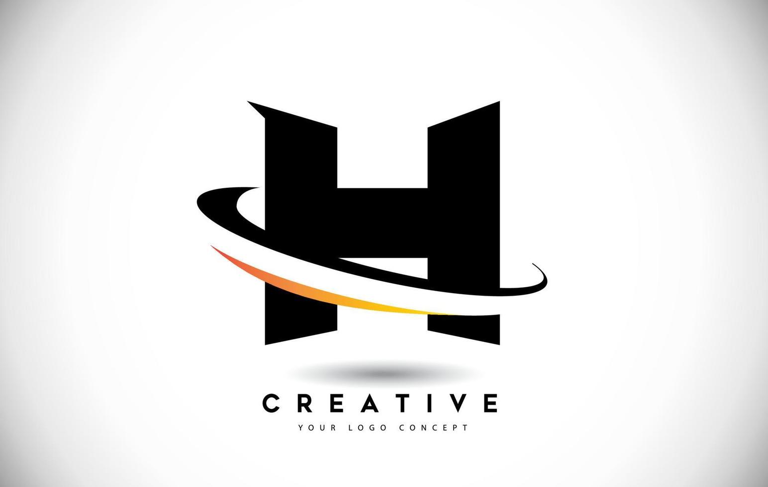 lettera h logo swoosh con vettore icona swoosh curvo creativo.