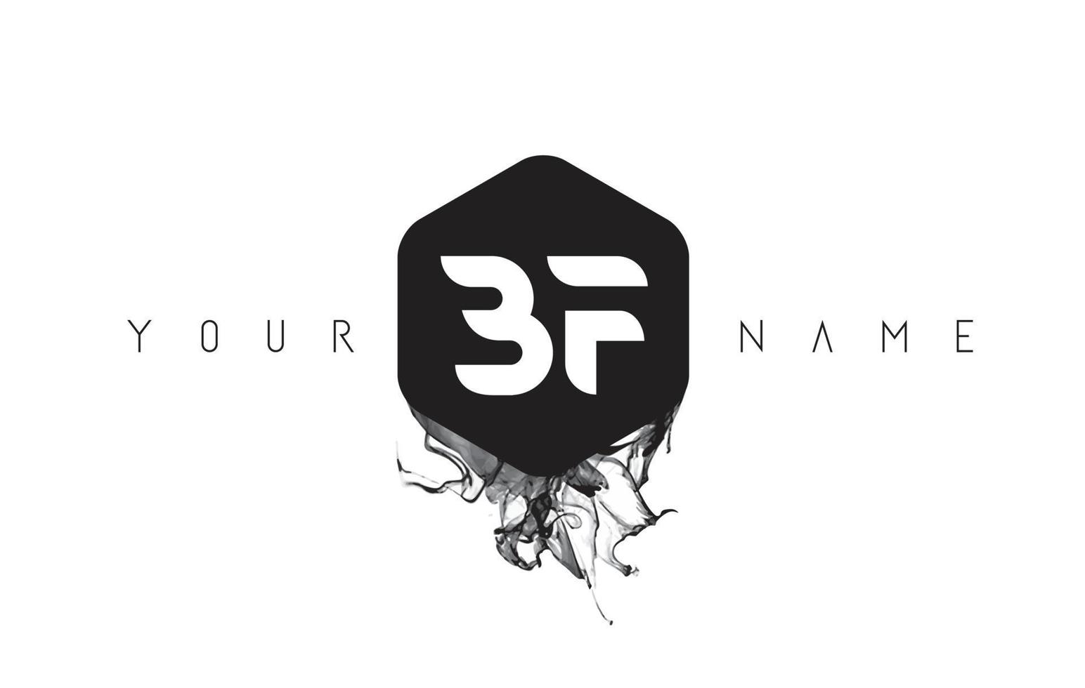 disegno del logo della lettera bf con fuoriuscita di inchiostro nero vettore