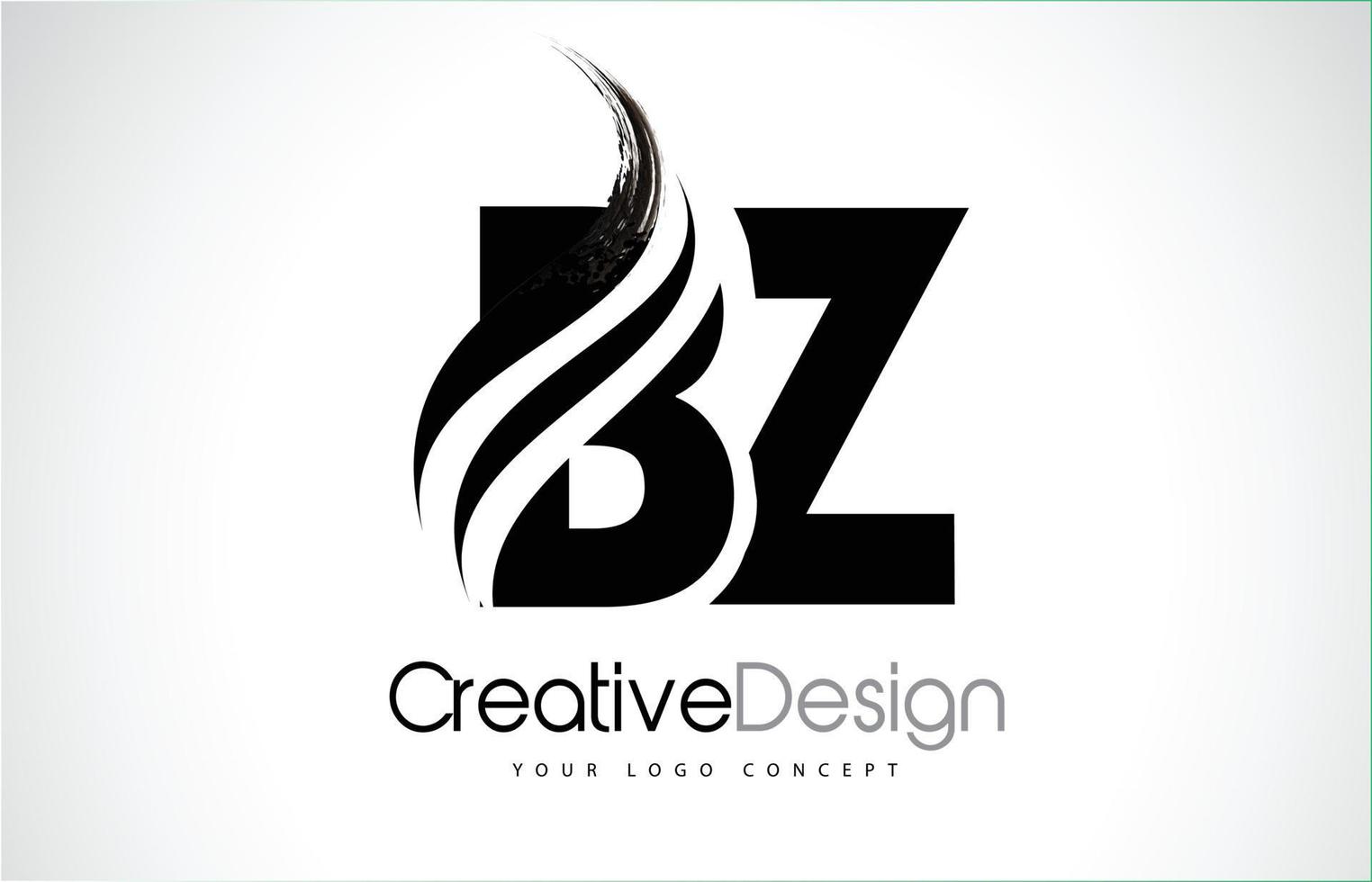 bz bz pennello creativo design lettere nere con swoosh vettore