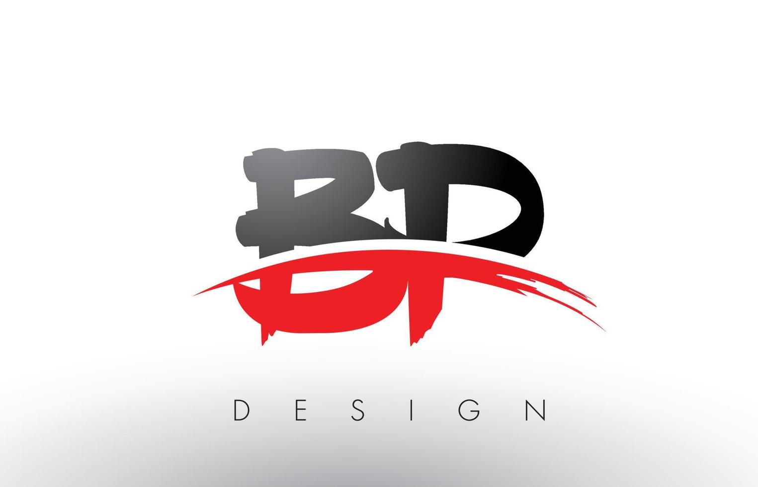bp bp lettere logo pennello con frontale pennello swoosh rosso e nero vettore
