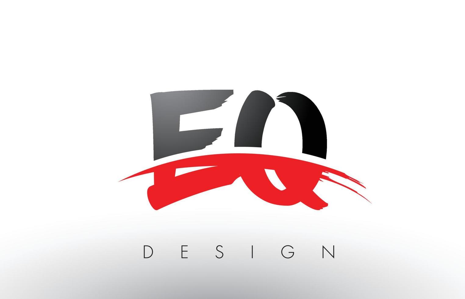 eq eq brush logo lettere con frontale pennello swoosh rosso e nero vettore