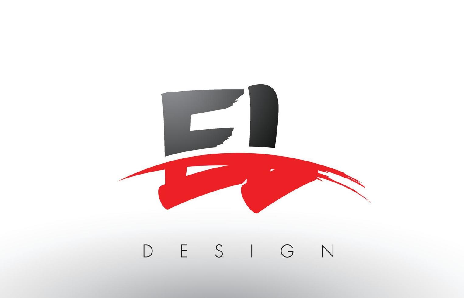 lettere del logo el el brush con swoosh brush frontale rosso e nero vettore