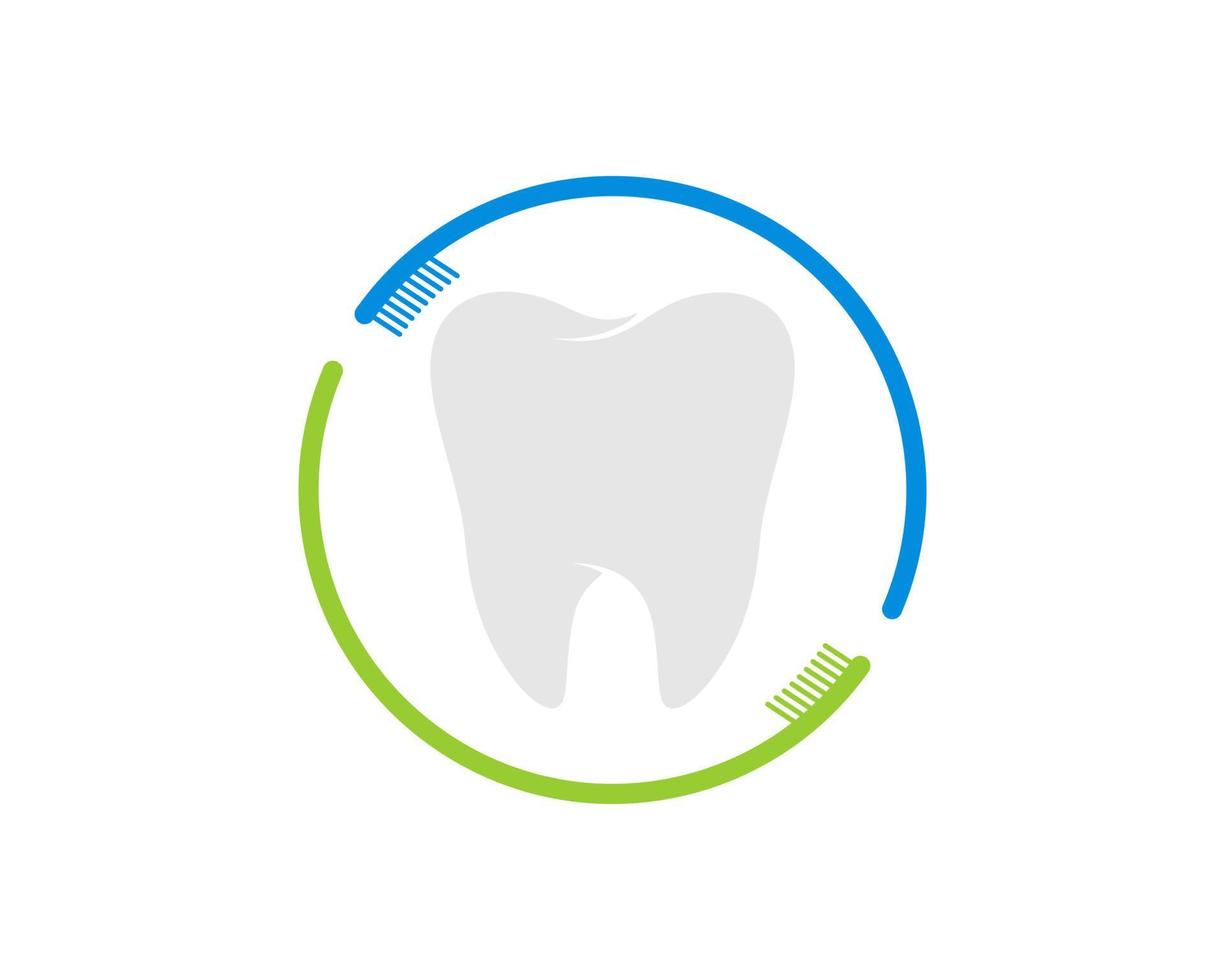 spazzolino da denti circolare con dente sano all'interno vettore