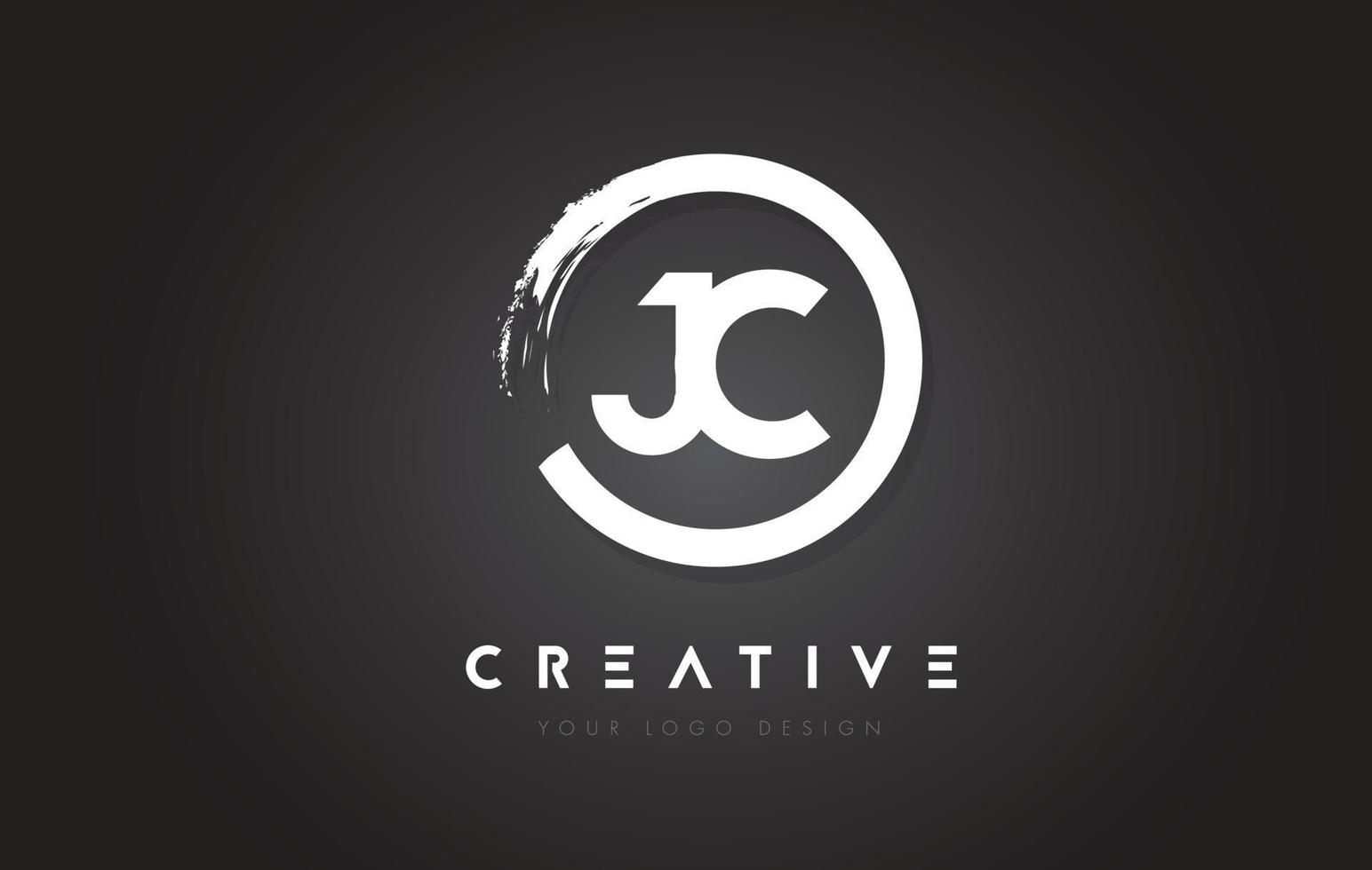 logo lettera circolare jc con design a pennello cerchio e sfondo nero. vettore