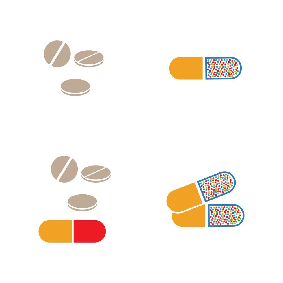 modello di progettazione dell'illustrazione del logo di vettore dell'icona delle pillole mediche