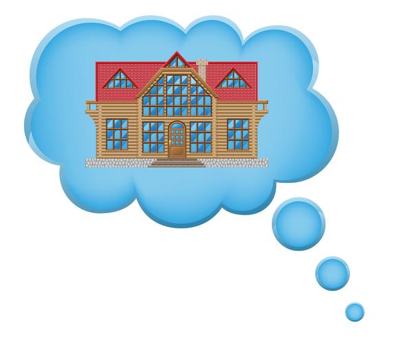 concetto di sogno una casa in illustrazione vettoriale nuvola