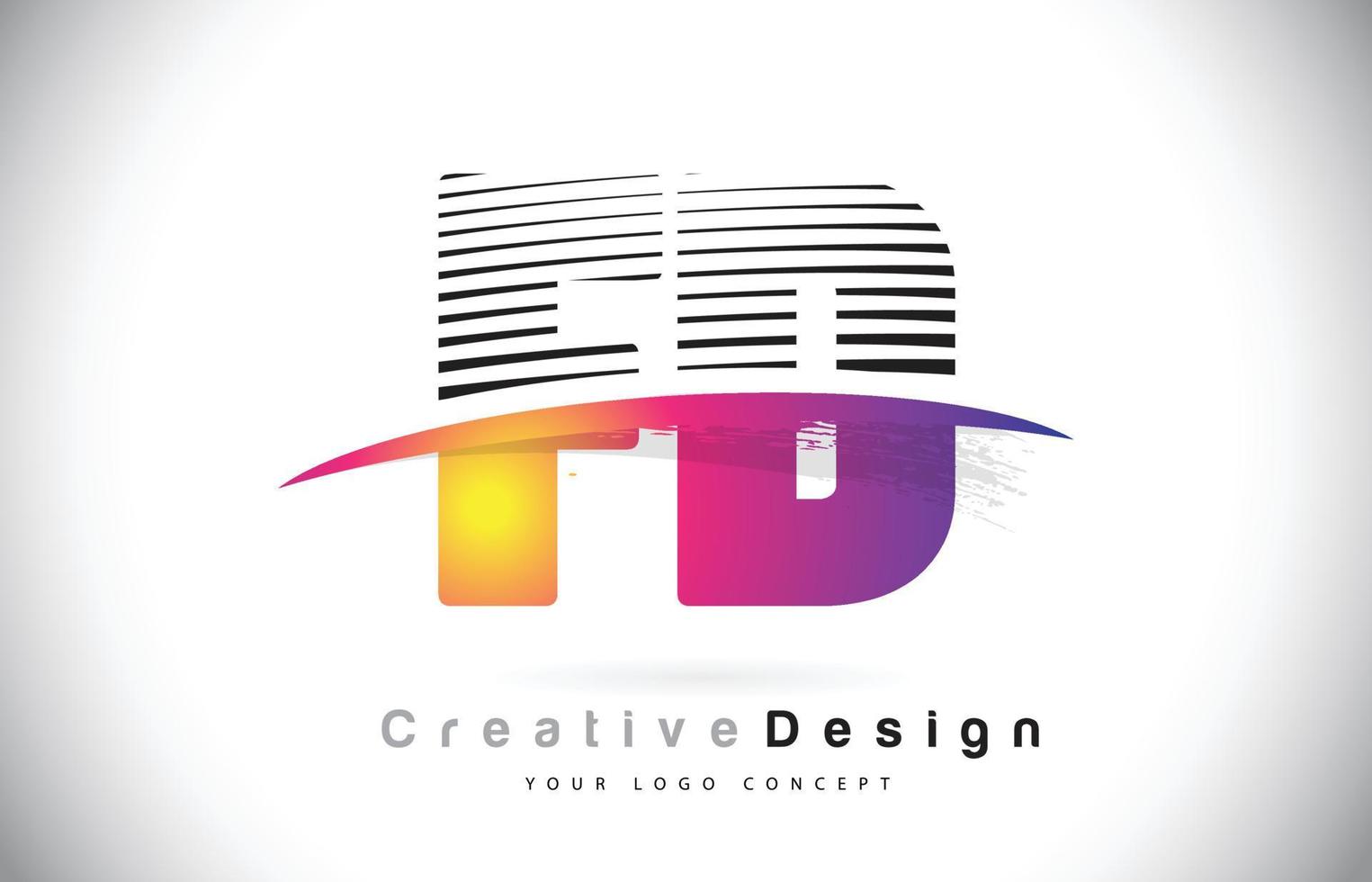 fd fd lettera logo design con linee creative e swosh nel colore del pennello viola. vettore