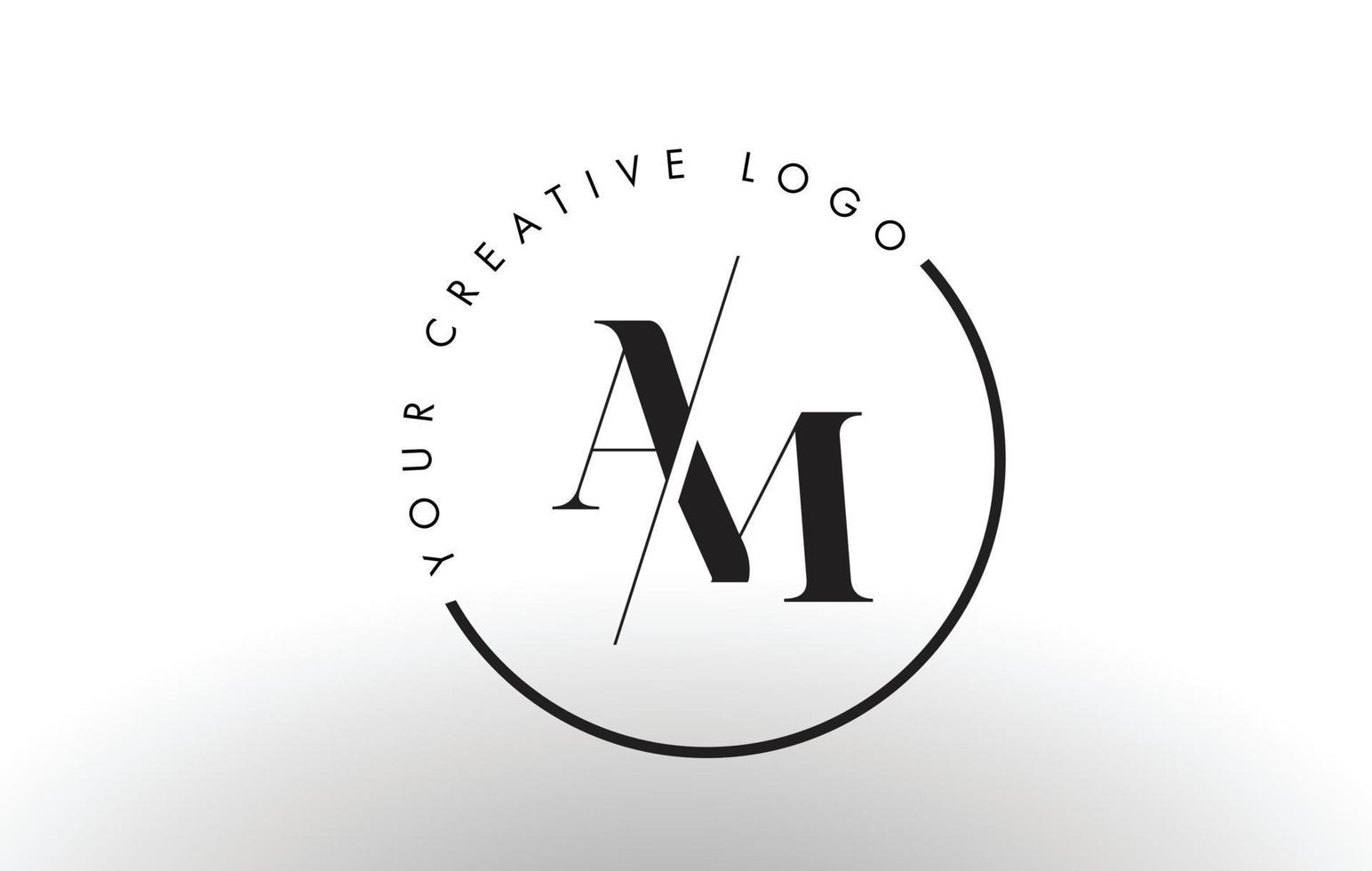 design del logo della lettera am serif con taglio creativo intersecato. vettore