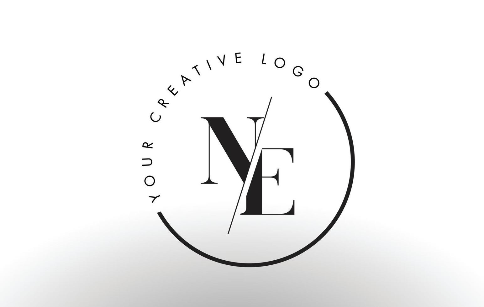 ne serif lettera logo design con taglio creativo intersecato. vettore