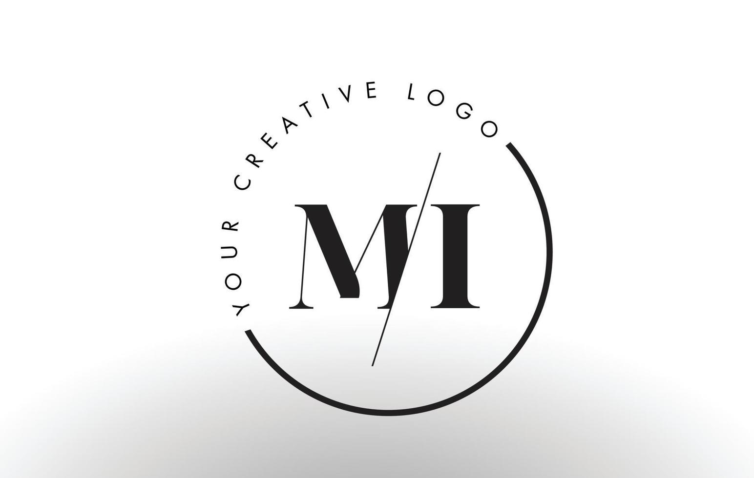 design del logo della lettera mi serif con taglio intersecato creativo. vettore