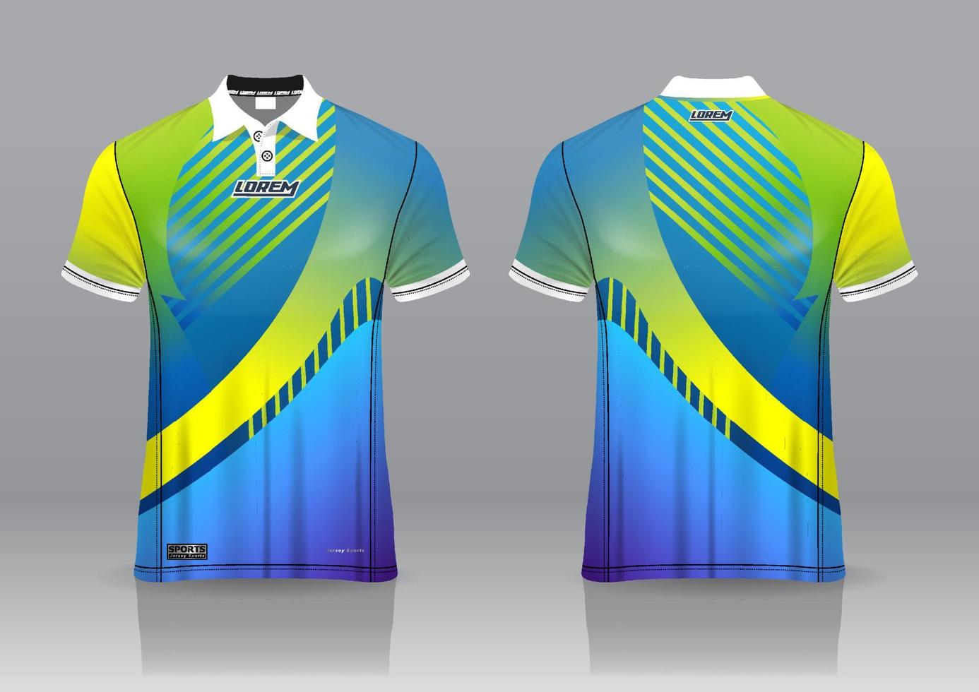 design uniforme della polo, può essere utilizzato per badminton, golf in vista frontale, vista posteriore. jersey mockup vettoriale, design premium molto semplice e facile da personalizzare vettore