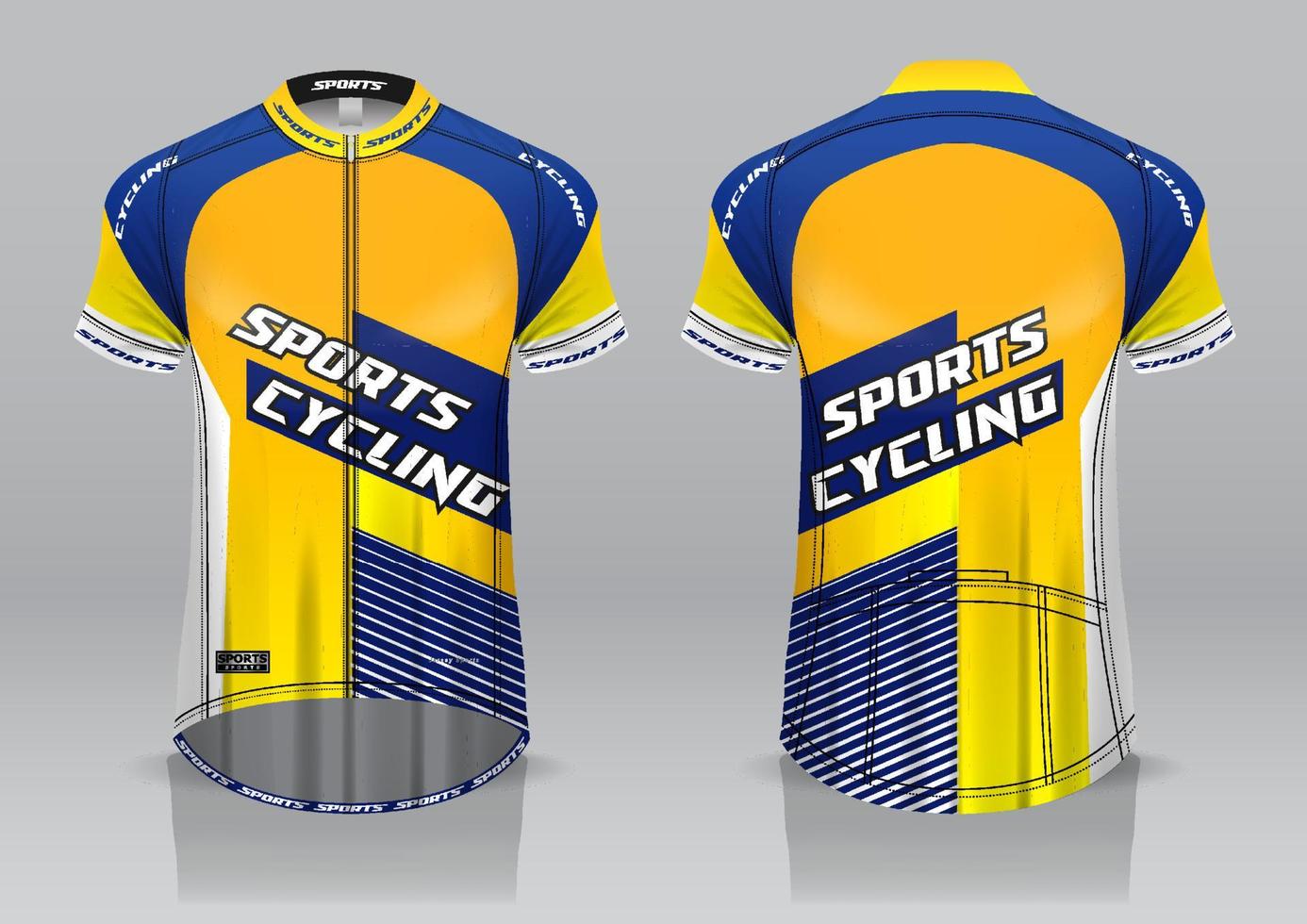 design della maglia per il ciclismo, vista anteriore e posteriore, divisa elegante e facile da modificare e stampare, divisa della squadra di ciclismo vettore