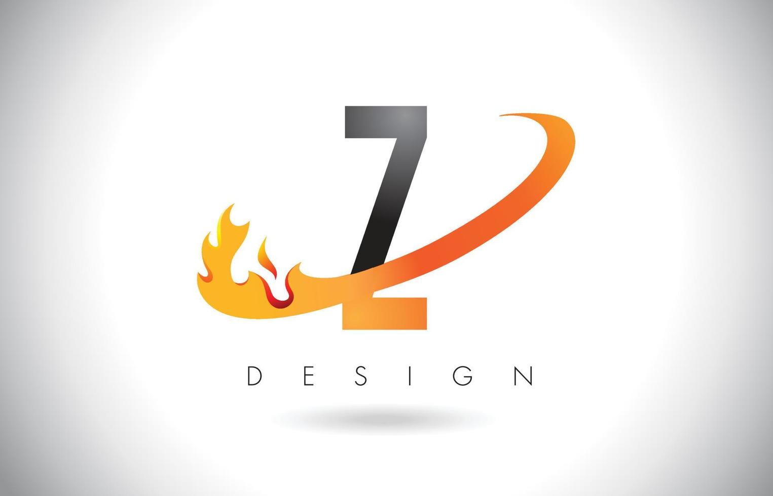 logo della lettera z con design di fiamme di fuoco e swoosh arancione. vettore